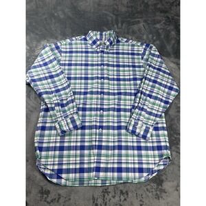 Brooks Brothers Shirt Mens Large Plaid Madison Button Down Supima Cotton Oxford